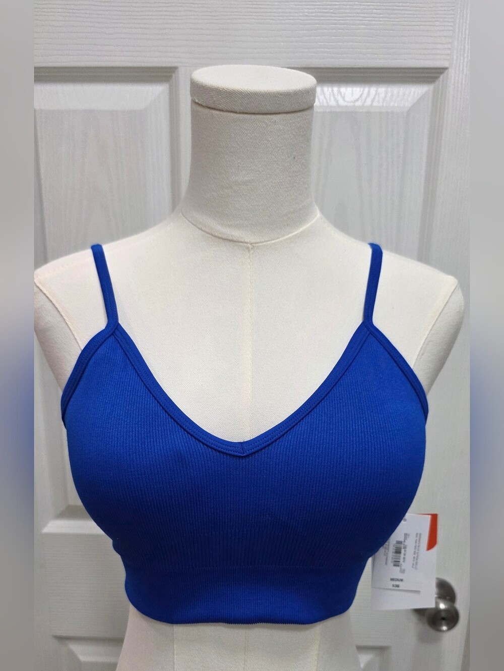 Sports Illustrated Ribbed Seamless Bralette Sports Bra Sapphire Blue Medium NWT